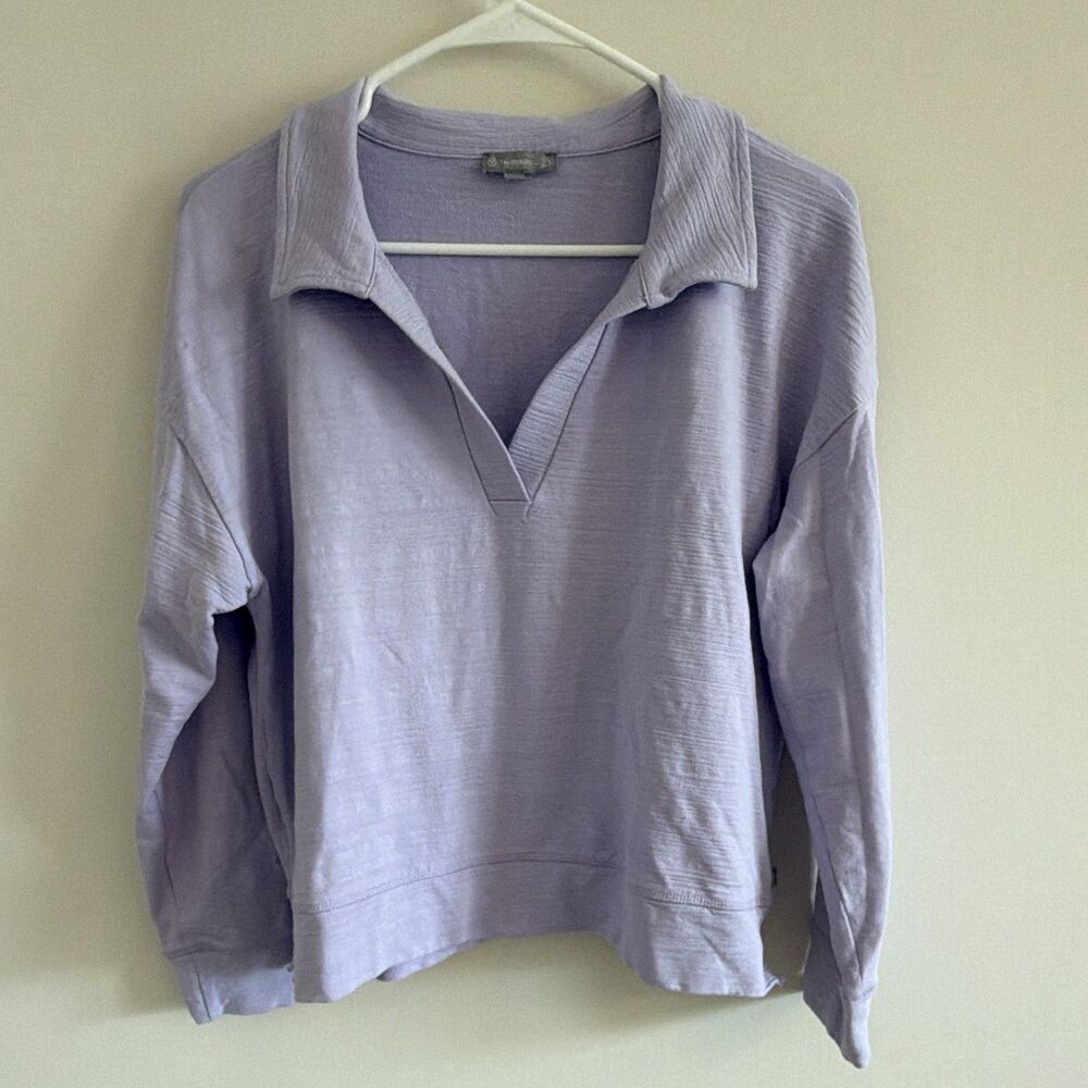 T by Talbots UPF 50+ Lilac Purple Collared Stretch Pullover Petite Large